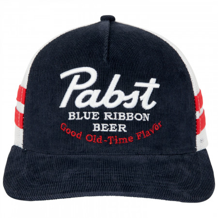 Pabst Blue Ribbon Beer Vintage Adjustable Navy Blue Snapback Trucker